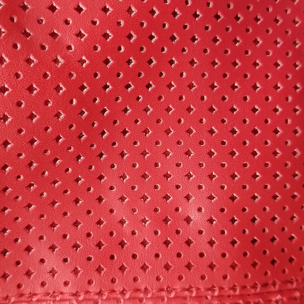Nine West Red Cut Out Circle and Diamond Design Two Pocket Shoulder Bag Purse - Picture 2 of 11